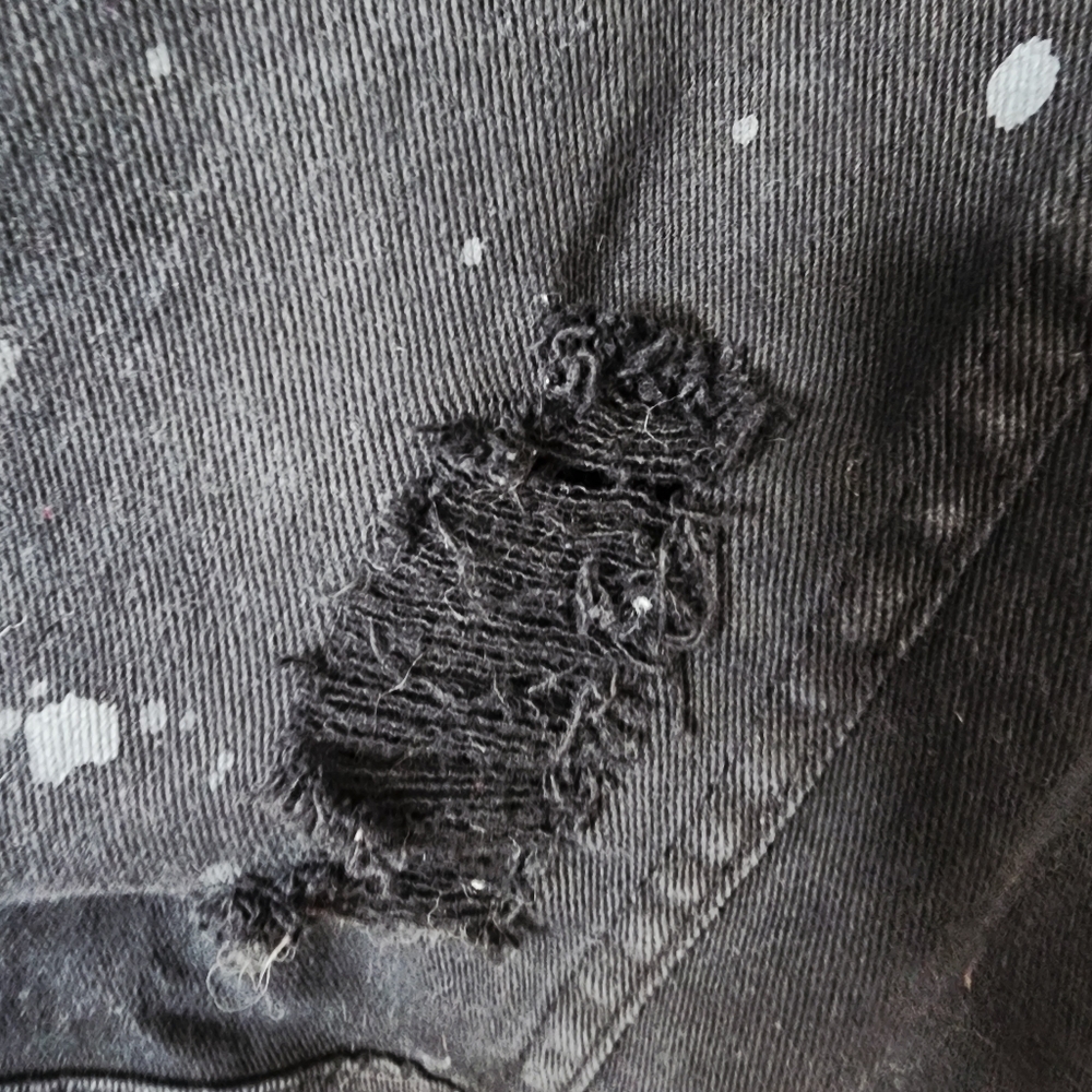 R3BEL Black Denim‎ Skeleton Arm Jacket Distressed Large Unisex - Picture 16 of 16